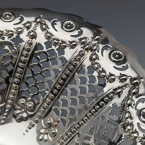 1894 British Antique Sterling Silver Earring Decoration Bowl/Dish 232g Martin Hall